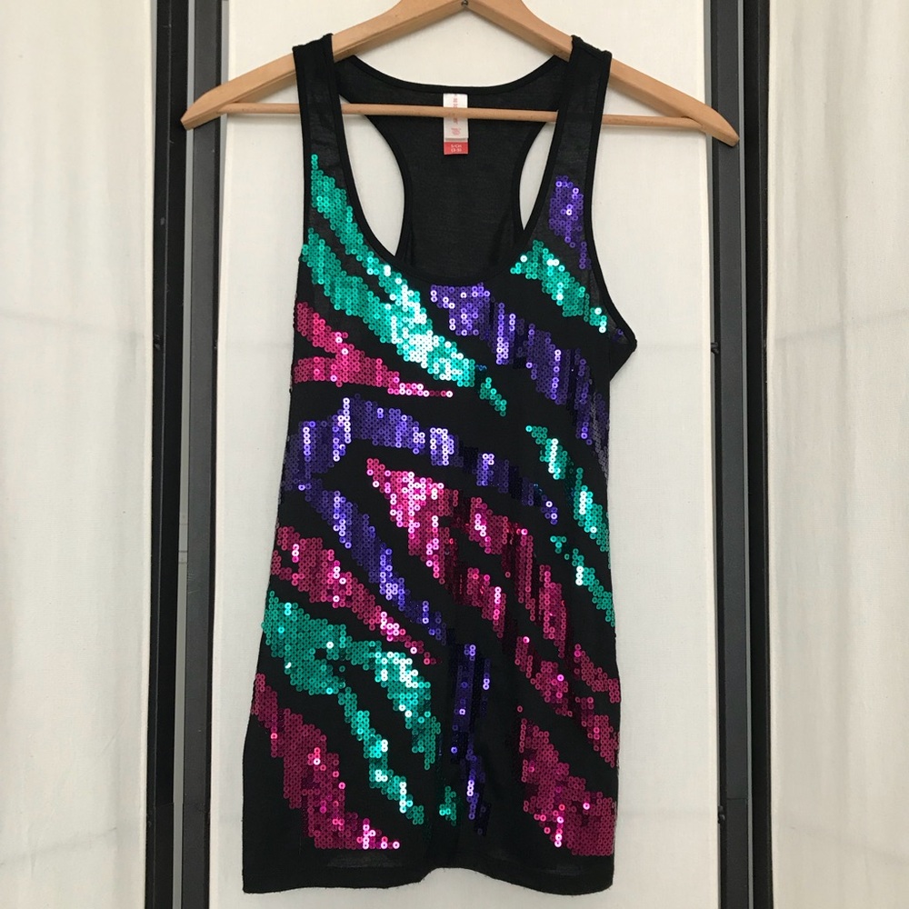 Sequin Tiger Racer Back Tank